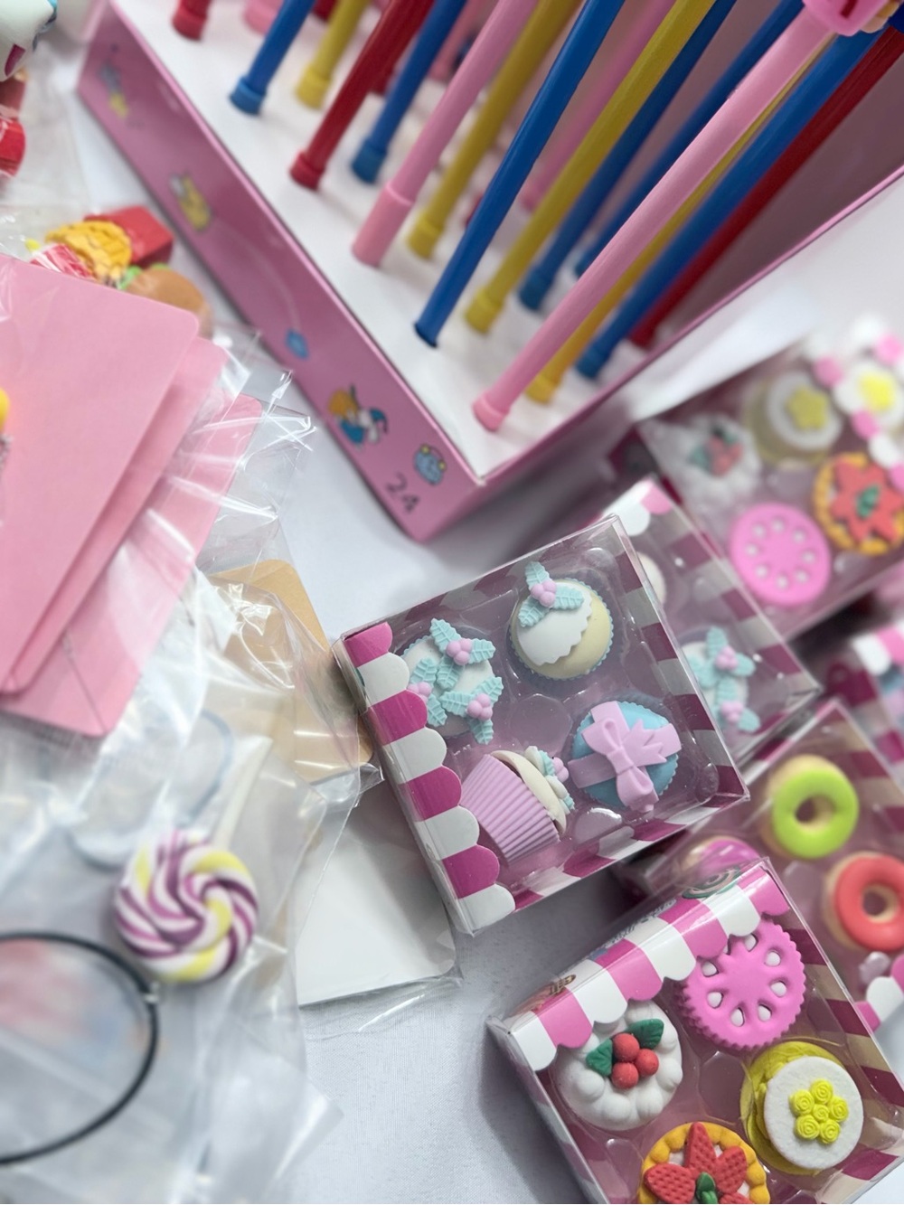 25-Piece Junk Food Themed Mixed Lot Fun Foodie Bundle Pens Erasers Socks Jewelry - Picture 9 of 12
